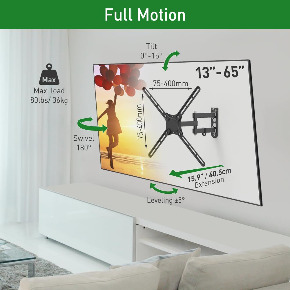 Barkan テレビ壁マウント　36kgまで/13-65インチ Amazon | Barkan ロングテレビ壁マウント 13-65インチ フルモーション